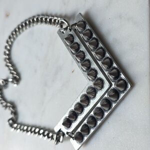 H&M Chain Link Spiked Double V Statement Necklace